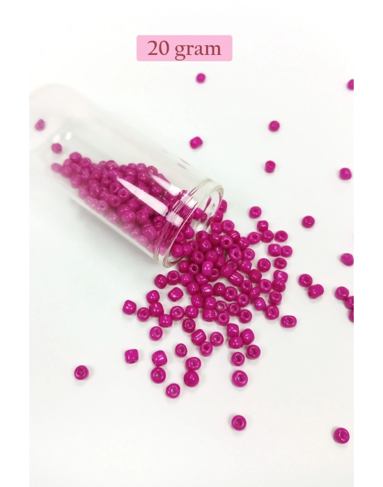 Dökme Cam Kum Boncuk Büyük Boy (6/0) 4 mm - 20 Gram - Açık Mor - BNC094