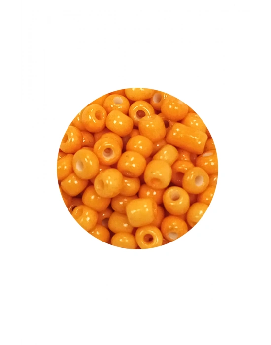 Dökme Cam Kum Boncuk Büyük Boy (6/0) 4 mm - 20 Gram - Açık Turuncu - BNC095