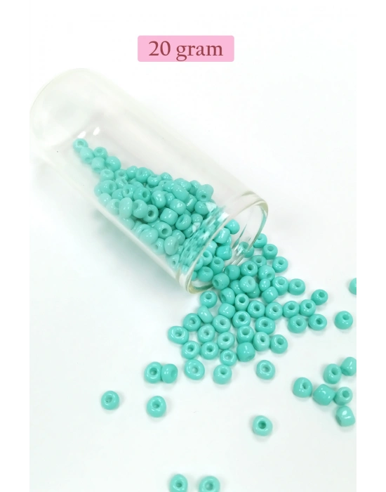 Dökme Cam Kum Boncuk Büyük Boy (6/0) 4 mm - 20 Gram - Açık Yeşil - BNC088