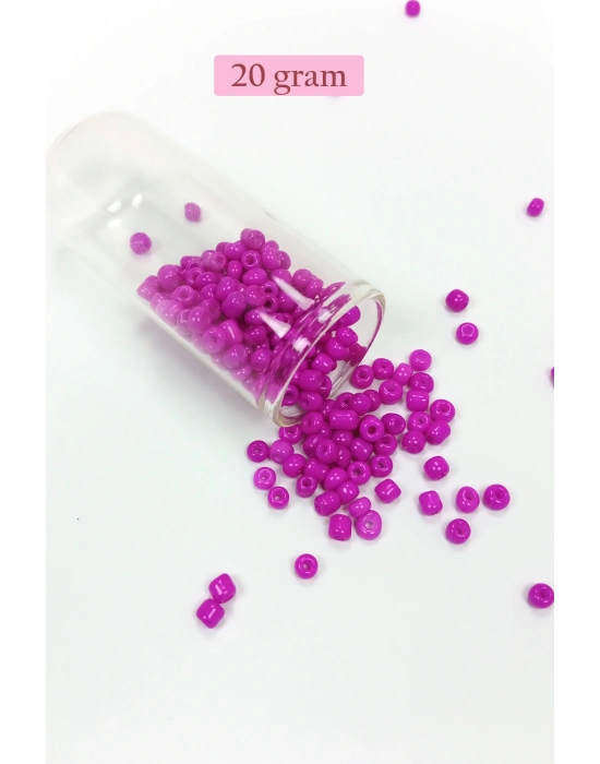 Dökme Cam Kum Boncuk Büyük Boy (6/0) 4 mm - 20 Gram - Fuşya - BNC099