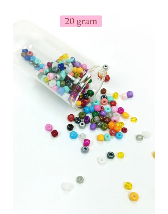 Dökme Cam Kum Boncuk Büyük Boy (6/0) 4 mm - 20 Gram - Karışık Renkli - BNC096