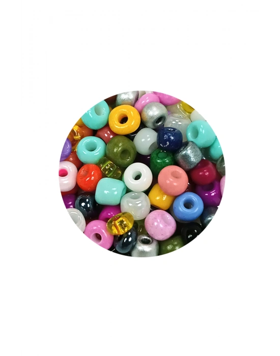 Dökme Cam Kum Boncuk Büyük Boy (6/0) 4 mm - 20 Gram - Karışık Renkli - BNC096