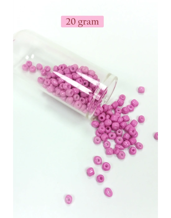 Dökme Cam Kum Boncuk Büyük Boy (6/0) 4 mm - 20 Gram - Koyu Pembe - BNC091