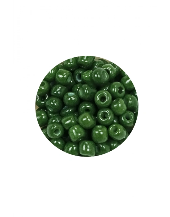 Dökme Cam Kum Boncuk Büyük Boy (6/0) 4 mm - 20 Gram - Koyu Yeşil - BNC076