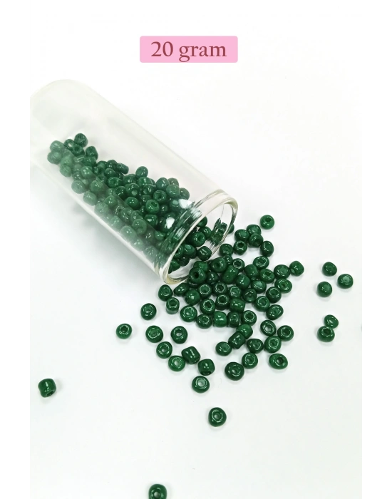 Dökme Cam Kum Boncuk Büyük Boy (6/0) 4 mm - 20 Gram - Koyu Yeşil - BNC104