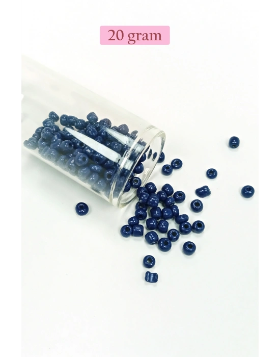 Dökme Cam Kum Boncuk Büyük Boy (6/0) 4 mm - 20 Gram - Lacivert - BNC098