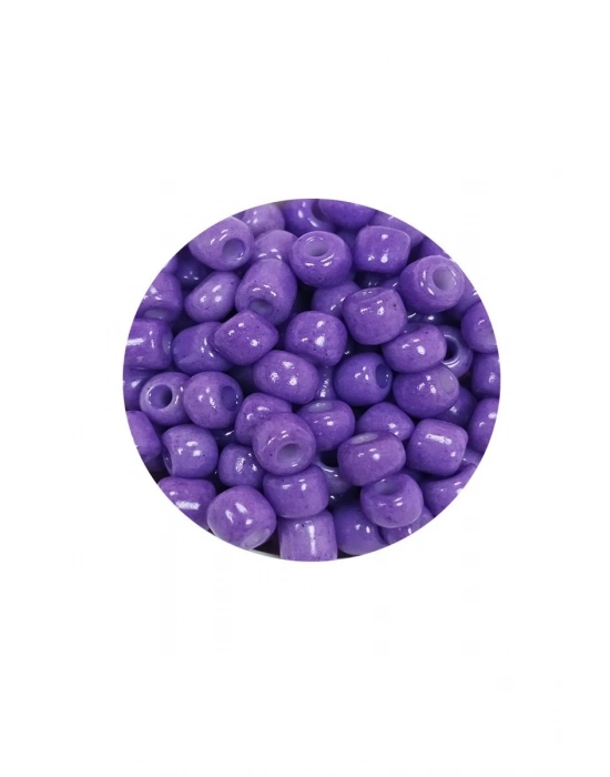 Dökme Cam Kum Boncuk Büyük Boy (6/0) 4 mm - 20 Gram - Mor - BNC080