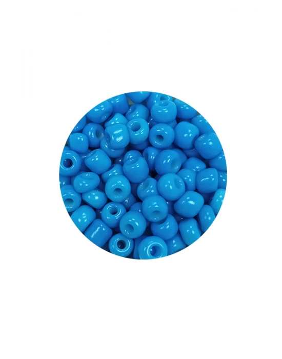 Dökme Cam Kum Boncuk Büyük Boy (6/0) 4 mm - 60 Gram - Açık Mavi - BNC142