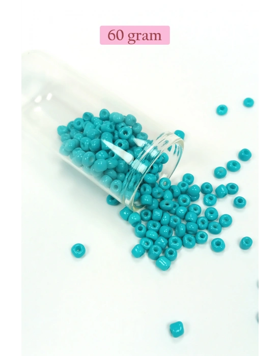 Dökme Cam Kum Boncuk Büyük Boy (6/0) 4 mm - 60 Gram - Camgöbeği Yeşili - BNC118