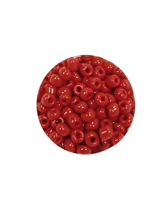 Dökme Cam Kum Boncuk Büyük Boy (6/0) 4 mm - 60 Gram - Koyu Kırmızı - BNC110