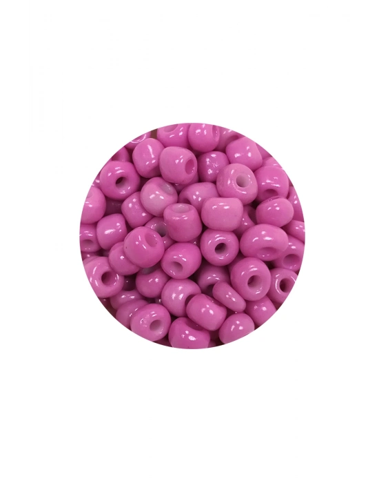 Dökme Cam Kum Boncuk Büyük Boy (6/0) 4 mm - 60 Gram - Koyu Pembe - BNC127