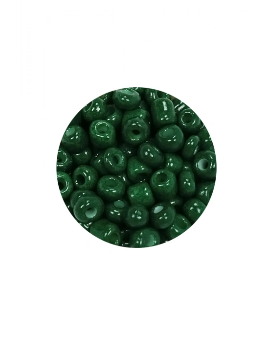 Dökme Cam Kum Boncuk Büyük Boy (6/0) 4 mm - 60 Gram - Koyu Yeşil - BNC140