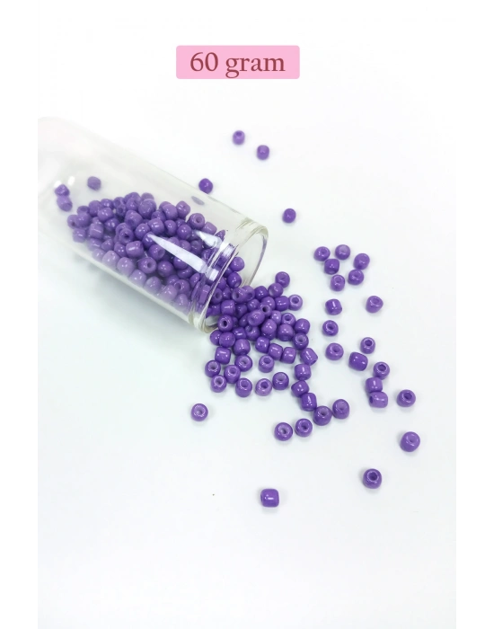 Dökme Cam Kum Boncuk Büyük Boy (6/0) 4 mm - 60 Gram - Mor - BNC116