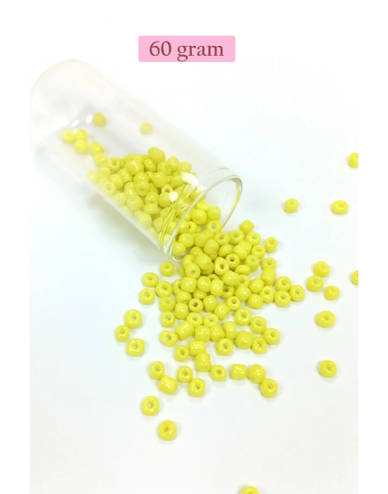 Dökme Cam Kum Boncuk Büyük Boy (6/0) 4 mm - 60 Gram - Sarı - BNC126