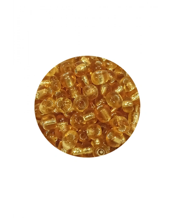 Dökme Cam Kum Boncuk Büyük Boy (6/0) 4 mm - 60 Gram - Şeffaf Bal - BNC119