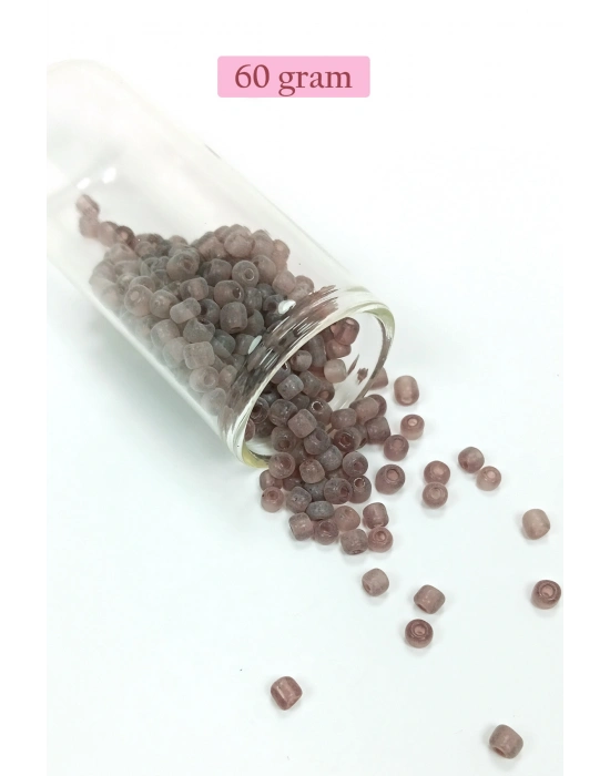 Dökme Cam Kum Boncuk Büyük Boy (6/0) 4 mm - 60 Gram - Şeffaf Gri - BNC141