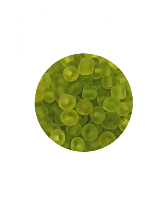 Dökme Cam Kum Boncuk Büyük Boy (6/0) 4 mm - 60 Gram - Şeffaf Mat Yeşil - BNC128