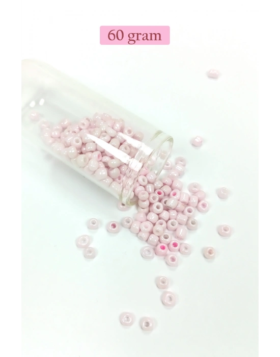 Dökme Cam Kum Boncuk Büyük Boy (6/0) 4 mm - 60 Gram - Toz Pembe - BNC113