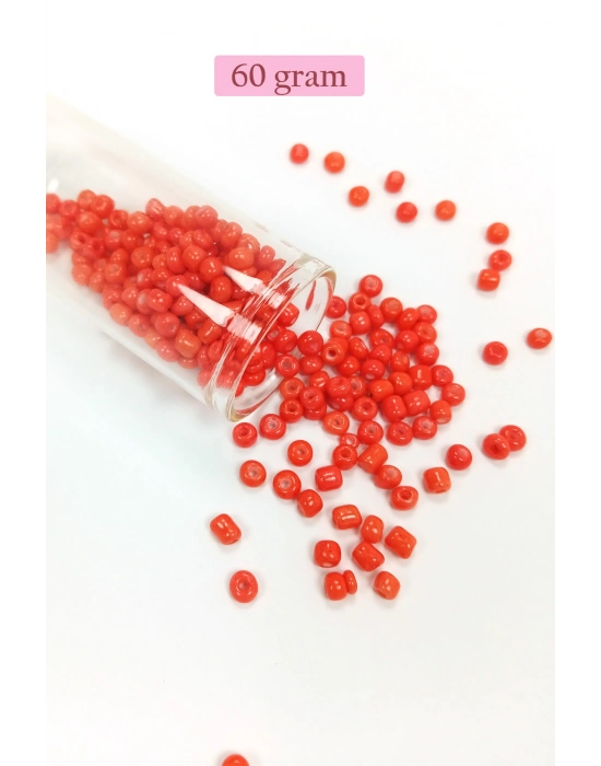 Dökme Cam Kum Boncuk Büyük Boy (6/0) 4 mm - 60 Gram - Turuncu - BNC137
