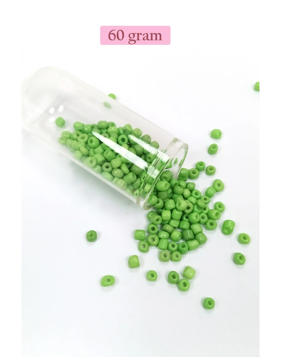 Dökme Cam Kum Boncuk Büyük Boy (6/0) 4 mm - 60 Gram - Yeşil - BNC108