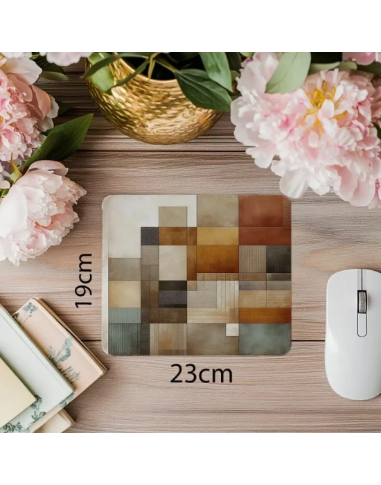Dokulu Yüzeyde Bloklu Tasarımlı Mouse Pad - 19x23 cm 2 mm Dikdörtgen İthal Baskılı Mouse Pad