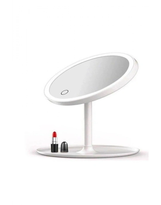 ® Dokunmatik Led Işıklı Usb Li Yuvarlak Masa Üstü Makyaj Aynası Makyaj Aynası Ledli