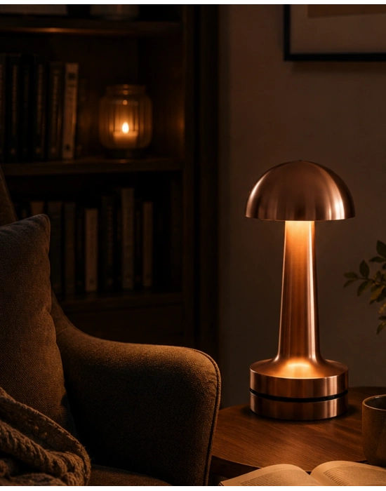 Dokunmatik Mantar Gece Lambası Bronz LED Masa Aydınlatması