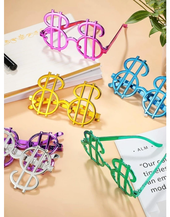 Dolar Şekilli Metalize Parti Gözlüğü 6 Adet