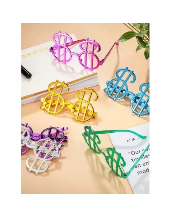 Dolar Şekilli Metalize Parti Gözlüğü 6 Adet