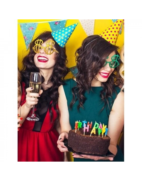 Dolar Şekilli Metalize Parti Gözlüğü 6 Adet