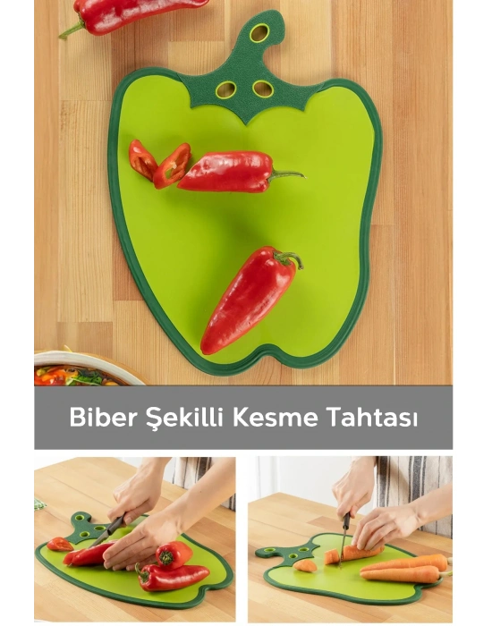 Dolma Biber Figürlü Kaydırmaz Kesme Tahtası Doğrama Panosu