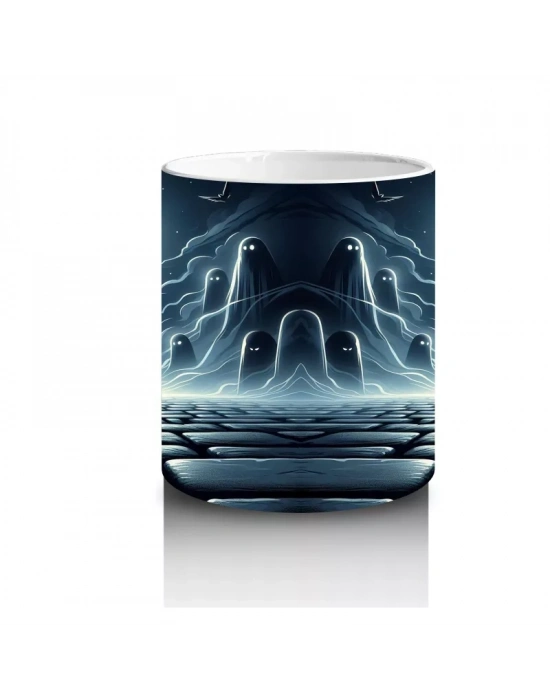 Dolunay Altında Kurbağa ve Cadı Silüeti Figürlü Cadılar Bayramı Baskılı Kupa