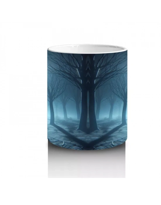 Dolunay Önünde Cadı Silüeti Figürlü Gotik Cadılar Bayramı Baskılı Kupa Bardak