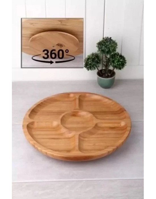 Döner Bambu Sunum Tabağı 5 Bölmeli 25 Cm Royaleks-BLS DS2525