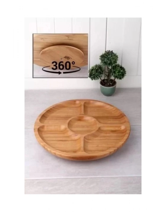 Döner Bambu Sunum Tabağı 5 Bölmeli 25 Cm Royaleks-DS2525