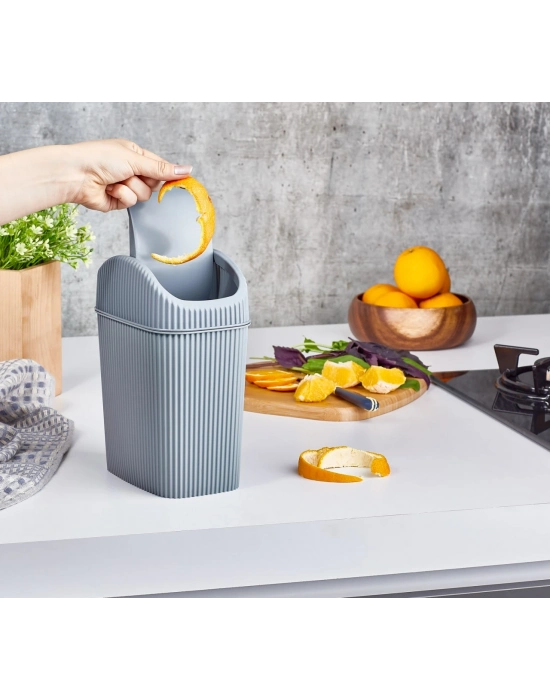 Döner Kapaklı Mini Çöp Kovası 2.5 Lt - Gri