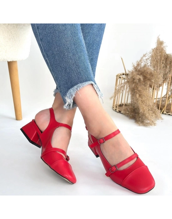 Doran Kırmızı Cilt Topuklu Ayakkabı
