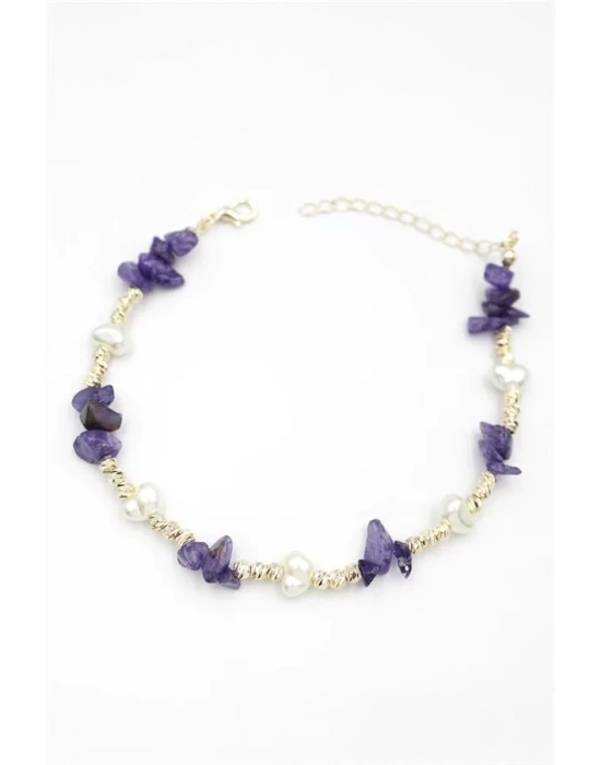 Dorika Taş Halhal - Mor