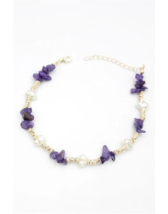 Dorika Taş Halhal - Mor