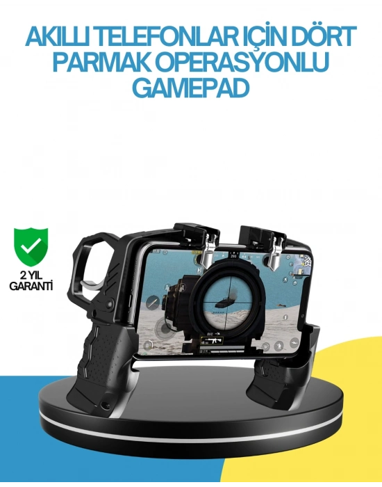 Dört Parmak Destekli Mobil Gamepad Tetikli Oyun Kontrolcüsü