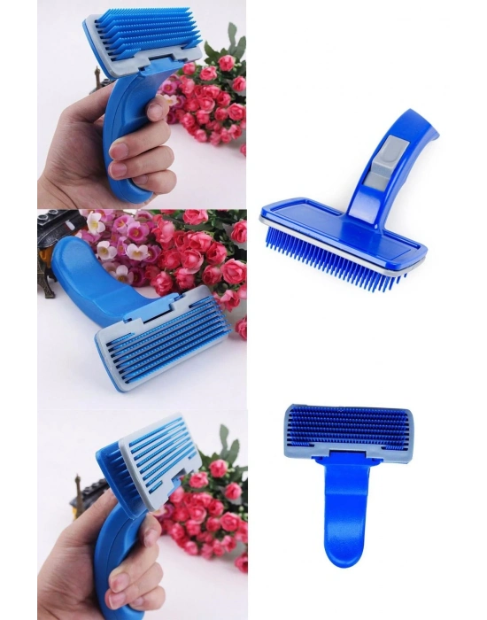 Düğmeli Kendini Temizleyen Fırça - Evcil Hayvan Tüy Tarağı