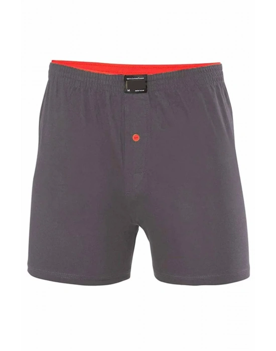 Düğmeli Pamuklu Erkek Penye Boxer Füme - 1146A