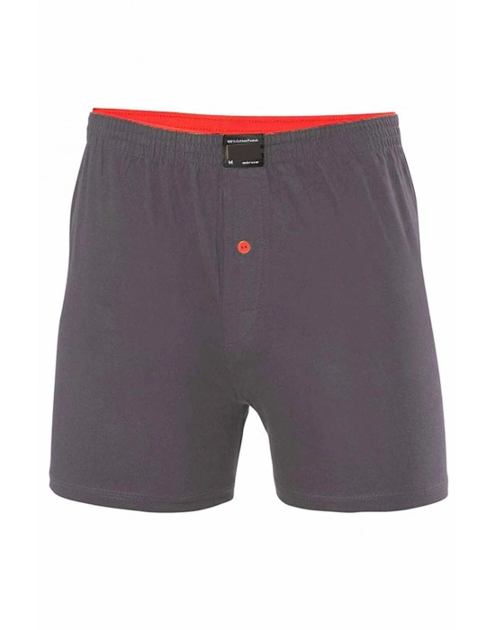 Düğmeli Pamuklu Erkek Penye Boxer Füme - 1146A