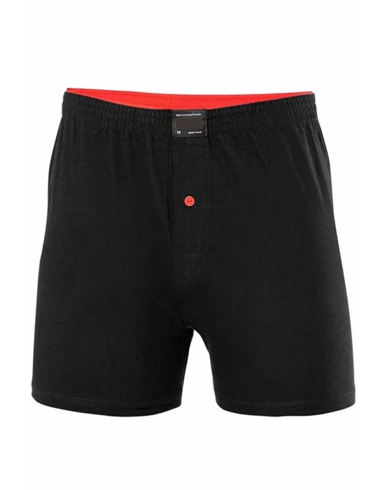 Düğmeli Pamuklu Erkek Penye Boxer Siyah - 1146A
