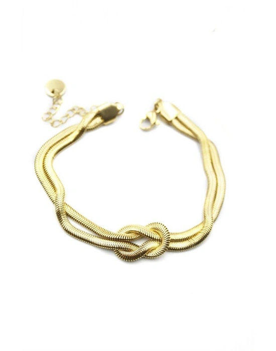 Düğüm Zincir Çelik Bileklik - Altın