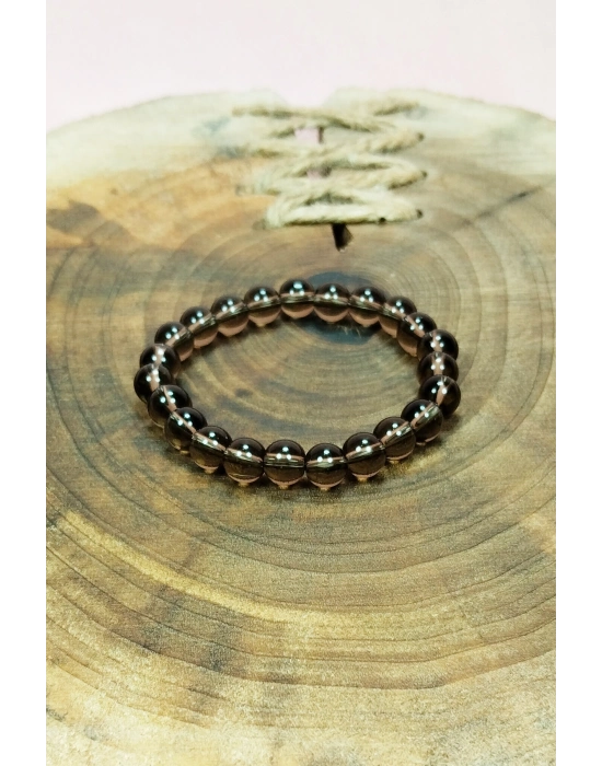 Dumanlı Kuvars Doğal Taş Bileklik Kutulu