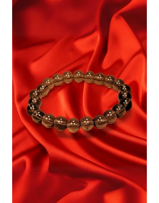 Dumanlı Kuvars Doğal Taş Bileklik Kutulu