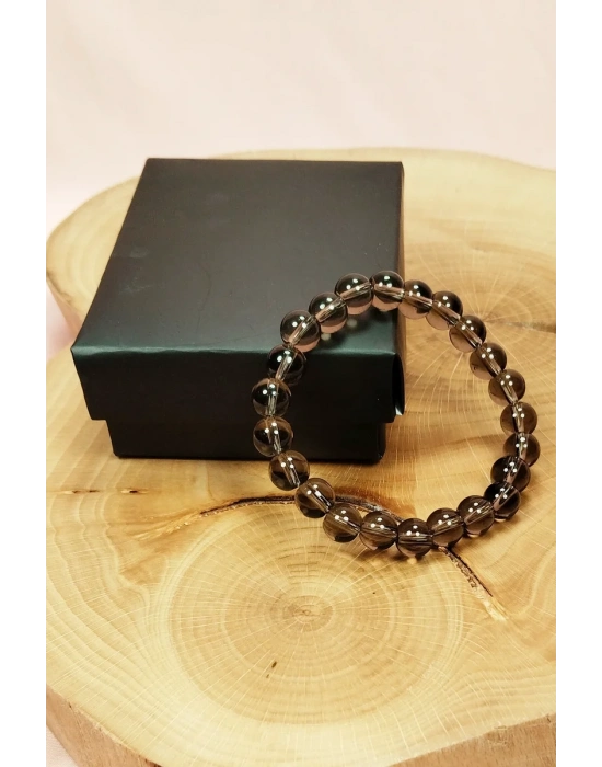 Dumanlı Kuvars Doğal Taş Bileklik Kutulu