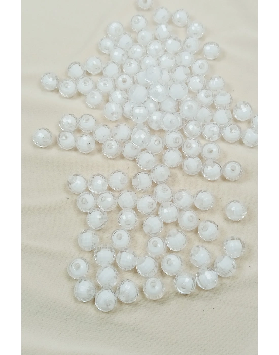 Dünya Boncuk İçten Boncuklu Bileklik Çanta Boncuğu 10 mm 50 gr Beyaz - BNC463