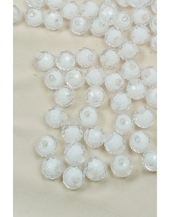 Dünya Boncuk İçten Boncuklu Bileklik Çanta Boncuğu 10 mm 50 gr Beyaz - BNC463